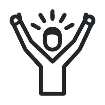 Celebration of joy and success with raised arms in excitement vector