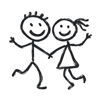 Joyful stick figures celebrating friendship and togetherness vector