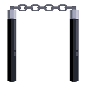 Nunchaku using chain connecting two sticks for martial arts training vector