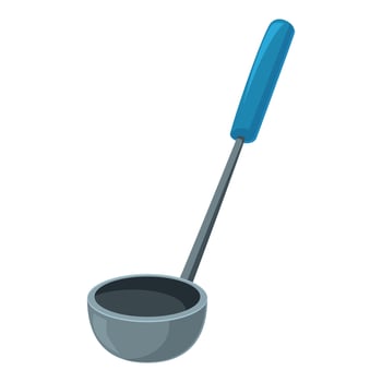 Soup ladle with blue handle on white background vector