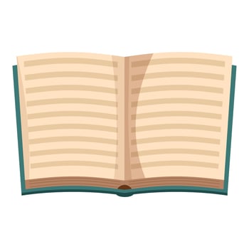 Open book showing blank pages with lines for writing vector