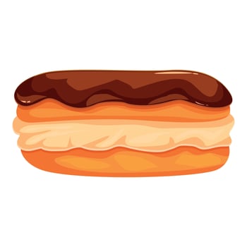 Delicious chocolate covered cream filled pastry on white background vector