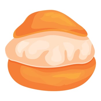 Delicious cream bun with orange glaze dripping on soft bread vector