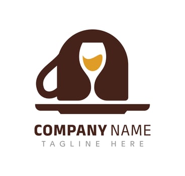 Creative coffee cup logo design featuring a wine glass silhouette for a stylish beverage company vector