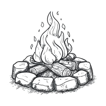 Cozy campfire in the wilderness setting for outdoor gatherings vector