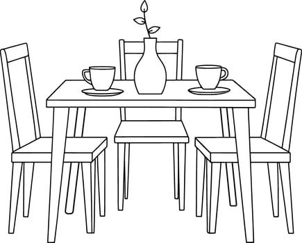 Dining table set with coffee and greenery illustration perfect for minimalist style and interior decor vector