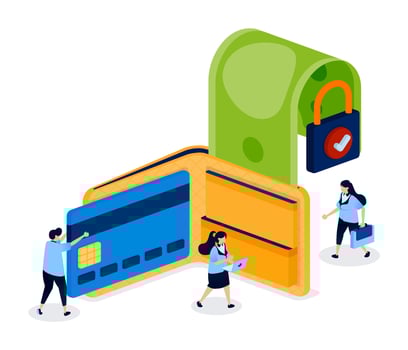 Digital wallet security illustration vector