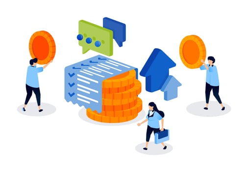 People discussing financial growth strategies vector