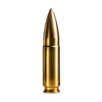 A single golden bullet isolated on transparent background with a sharp pointed tip and metallic casing png