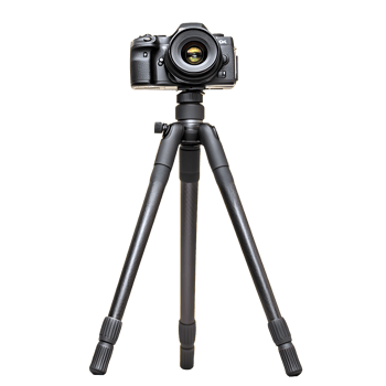 Professional dslr camera mounted on a sturdy tripod for stable photography isolated on transparent background png
