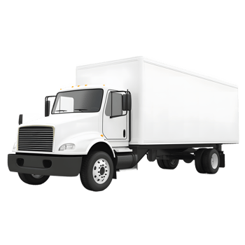 White box truck with cargo area isolated on transparent background for transportation and delivery services png