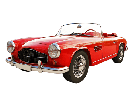 Classic red convertible sports car from the 1950s isolated on transparent background png