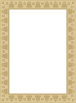 golden square Egyptian ornament. Rectangle, frame, ancient Egypt. Pattern lotus flowers and sun vector