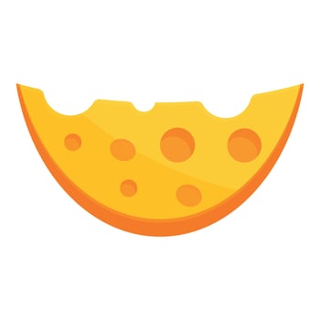 Bitten slice of swiss cheese showing holes and texture vector