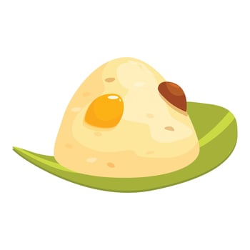 Zongzi, traditional chinese rice dish served on a bamboo leaf for dragon boat festival vector
