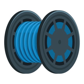 Blue filament on a spool for 3d printer fused deposition modeling vector