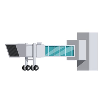 Airport jetway connecting passengers to airplane for boarding or disembarking vector