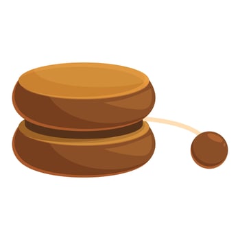 Brown wooden yo yo toy with string for playing and having fun vector