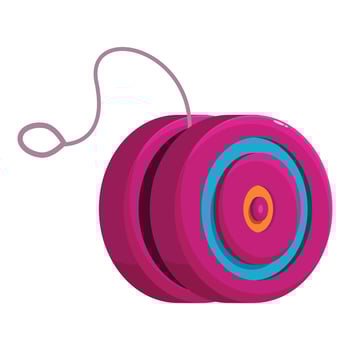 Pink yo yo toy with string hanging showing classic design vector