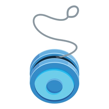 Blue yo yo toy spinning and having fun, childhood memories and entertainment vector