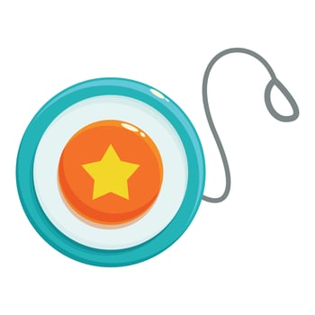 Blue and orange yo yo with yellow star is ready for playing vector