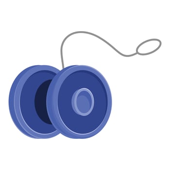 Blue yo yo toy hanging on a string, ready for play vector