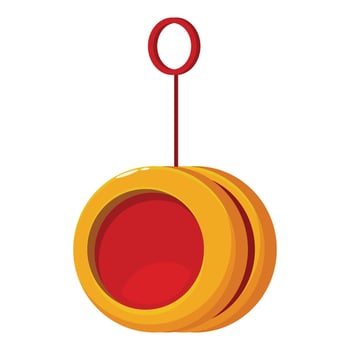 Classic round yo yo hanging with red center and gold sides vector