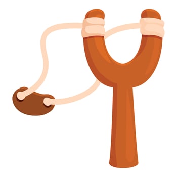 Wooden slingshot ready to launch a projectile vector