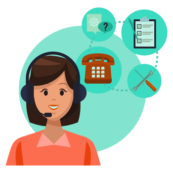 Call center agent with phone and other icons png