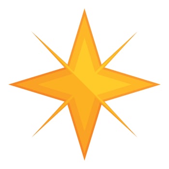 Bright four pointed yellow star shining on white background vector