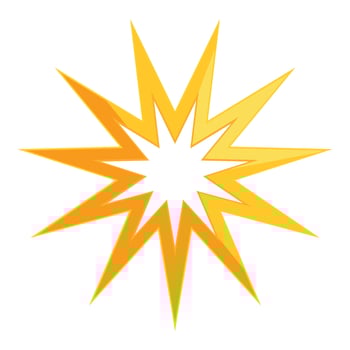 Bright yellow star with jagged edges creating dynamic visual on white background vector