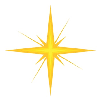A golden star with a burst of light vector