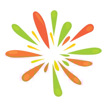 A colorful logo with a starburst vector