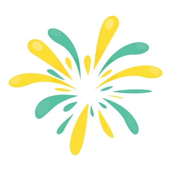Splashing yellow and turquoise liquid exploding from the center vector