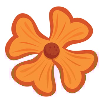 Orange flower blooming with four petals and brown center vector
