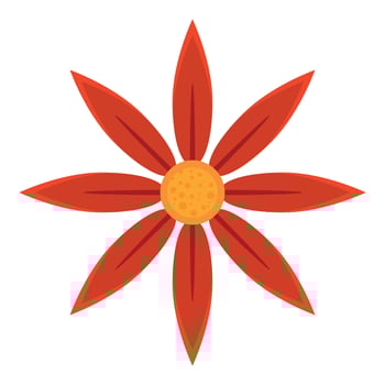 Red flower blooming with eight petals and orange center vector