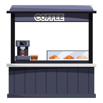 Coffee shop kiosk selling freshly brewed coffee and croissants vector