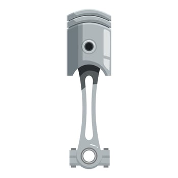 Silver piston connecting rod providing power to engine vector