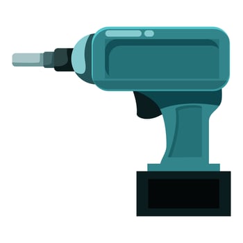 Cordless drill standing on charging base, power tool for construction projects vector
