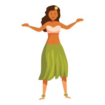 Young woman wearing traditional hawaiian costume dancing hula vector
