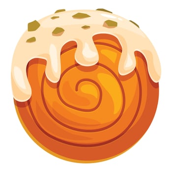 Delicious round pastry dripping with white icing and pistachios vector