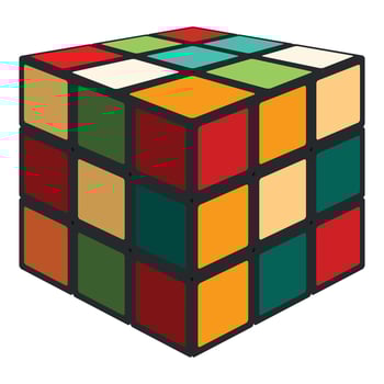 Colorful combination puzzle rotating sides for solution vector