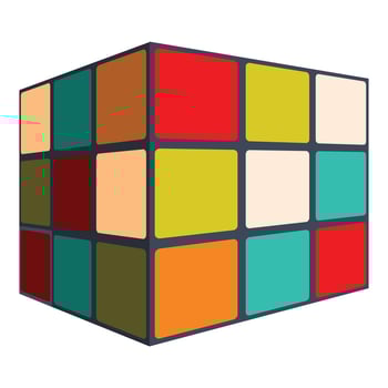 Colorful magic cube puzzle with mixed colors challenging cognitive skills vector