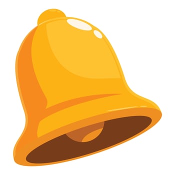 Shiny golden bell ringing loudly announcing important event vector
