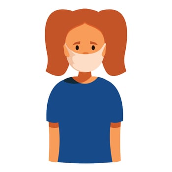 Redhead girl wearing protective face mask during pandemic situation vector