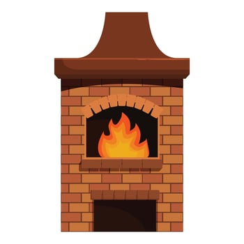 Brick burning fireplace with chimney providing warmth and comfort vector
