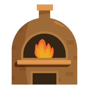 Traditional clay oven burning with bright fire for baking vector