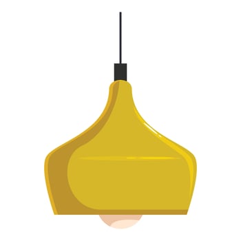 Yellow hanging lamp illuminating contemporary interior design vector