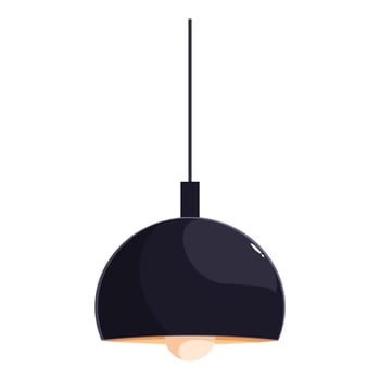 Modern black hanging lamp illuminating space with warm light vector