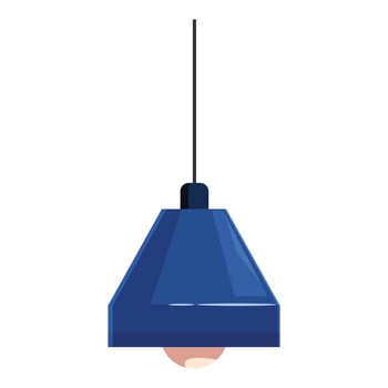 Modern blue hanging lamp illuminating space with warm light vector
